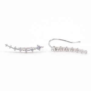 Crystal Ear Climber Earrings Sterling Silver Line